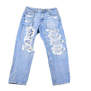 American Eagle Mom Jeans Womens 8 Short (29x25) Distressed Blue Denim